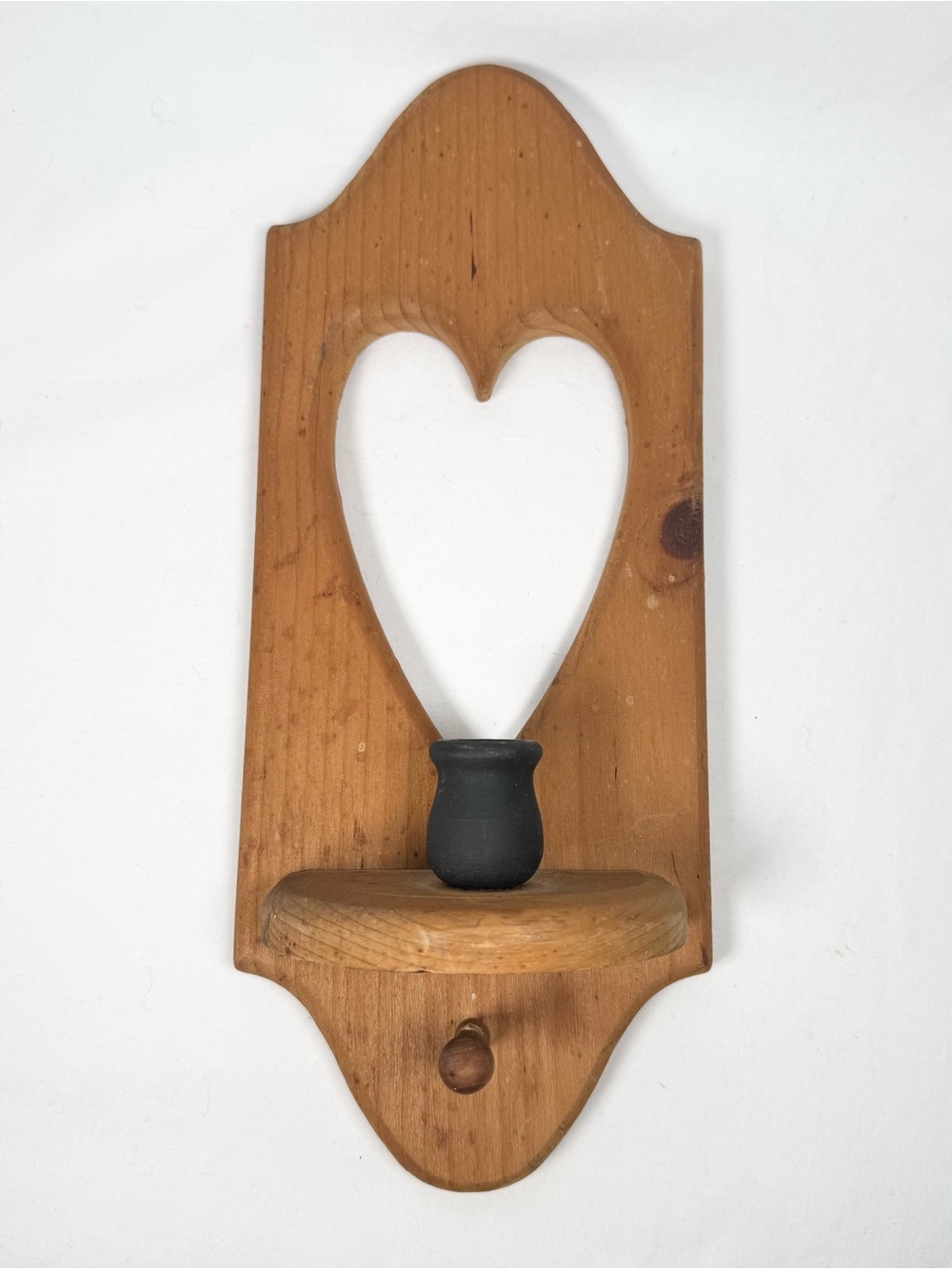 Vintage Wood Heart Wall Sconce Candle Holder Rustic Country Cottagecore